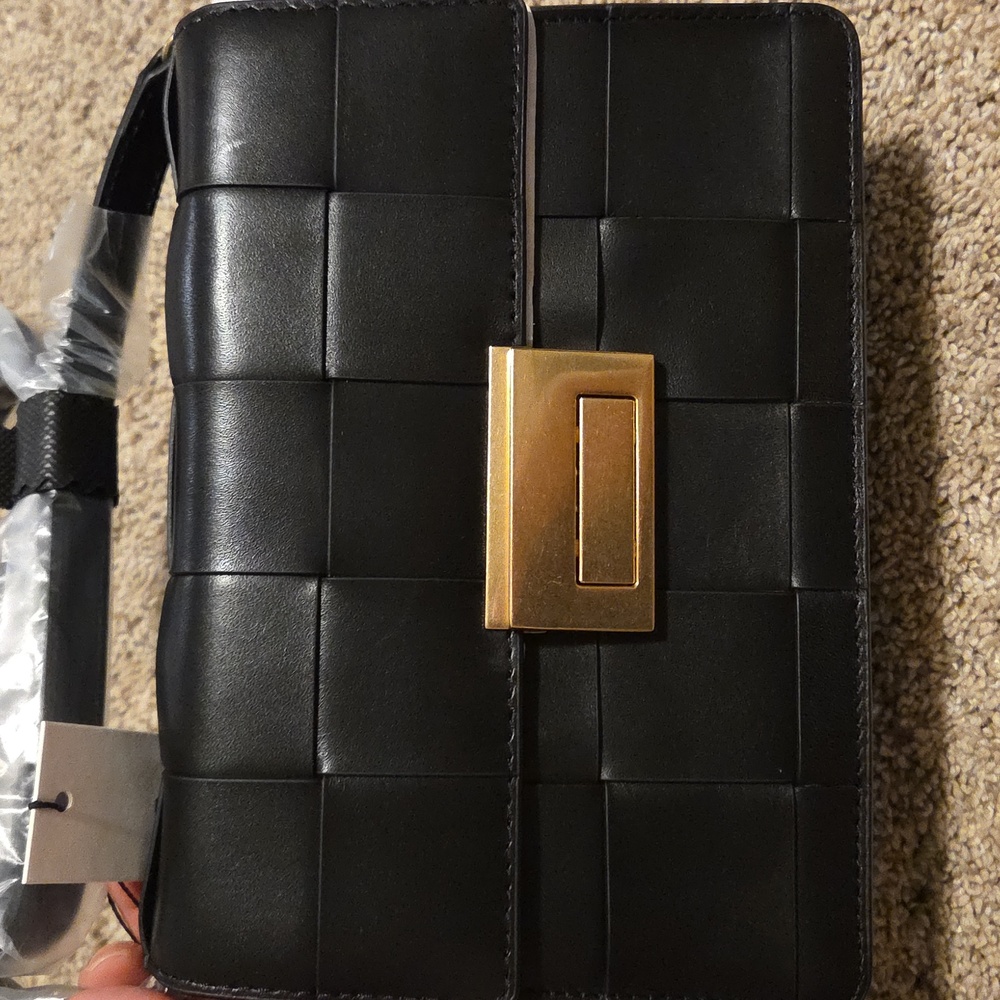 NWT Loeffler Randall Delphine Black Leather Clutch - Picture 4 of 11
